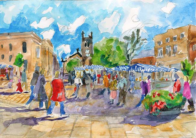 Final sketch for Market Place, Macclesfield